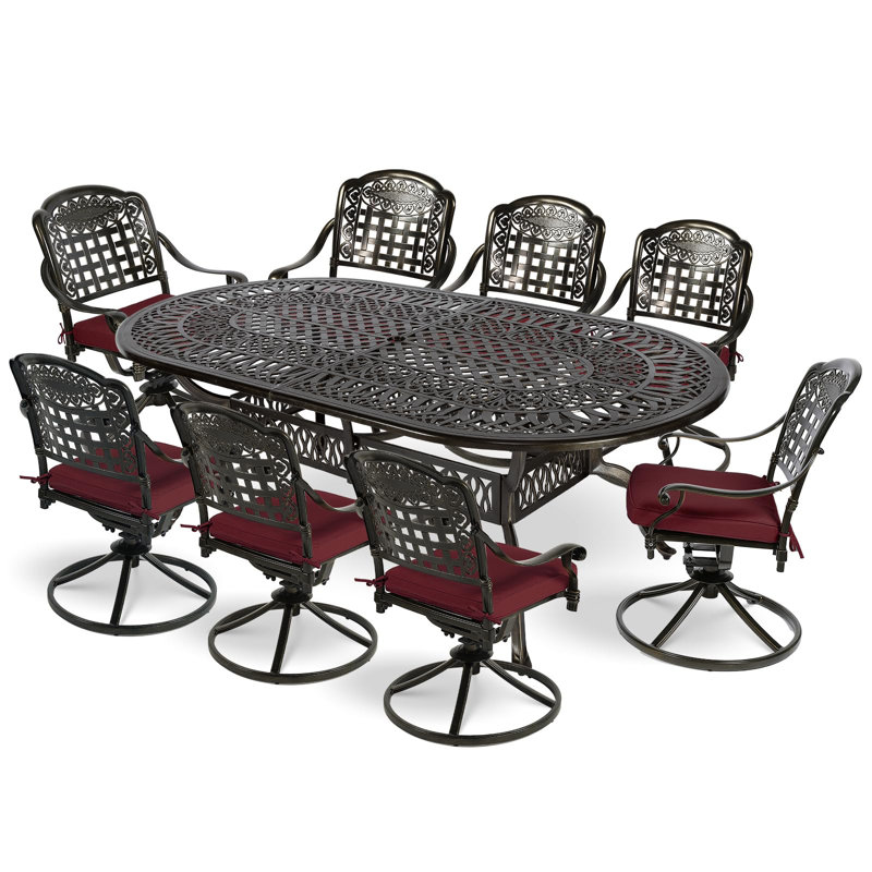 Ensemble repas pour 8 personnes avec coussins, Rouge piment