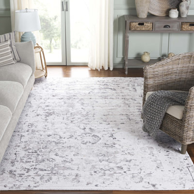 Tapis oriental gris en viscose / coton tissé à la main Brianne