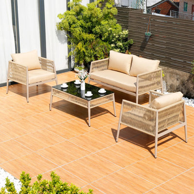 Nereyda Waterproof outdoor rattan sofa with sun protection