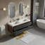 Meuble-lavabo de salle de bain avec lavabo à surface solide blanc brillant