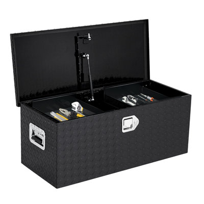 36 Inch Truck Bed Tool Box, Heavy Duty Aluminum Diamond Plate Storage Chest with Lock, Secure Organizer for Pickup Trucks, Trailers, RV, Van – Weatherproof, Keys Included, Silver
