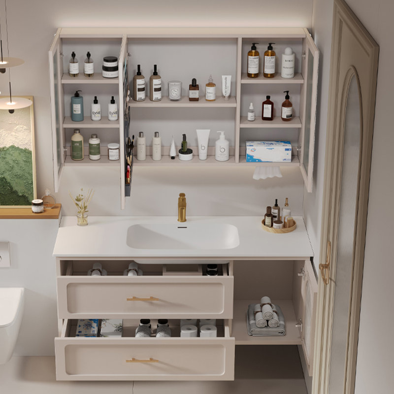 Light luxury cream style bathroom cabinet