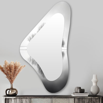 Black Winter Tree Silhouettes On Lake Island - Black Unique Shape Decorative Wall Mirror, Traditional Asymmetrical Mirror, Printed Metal Art