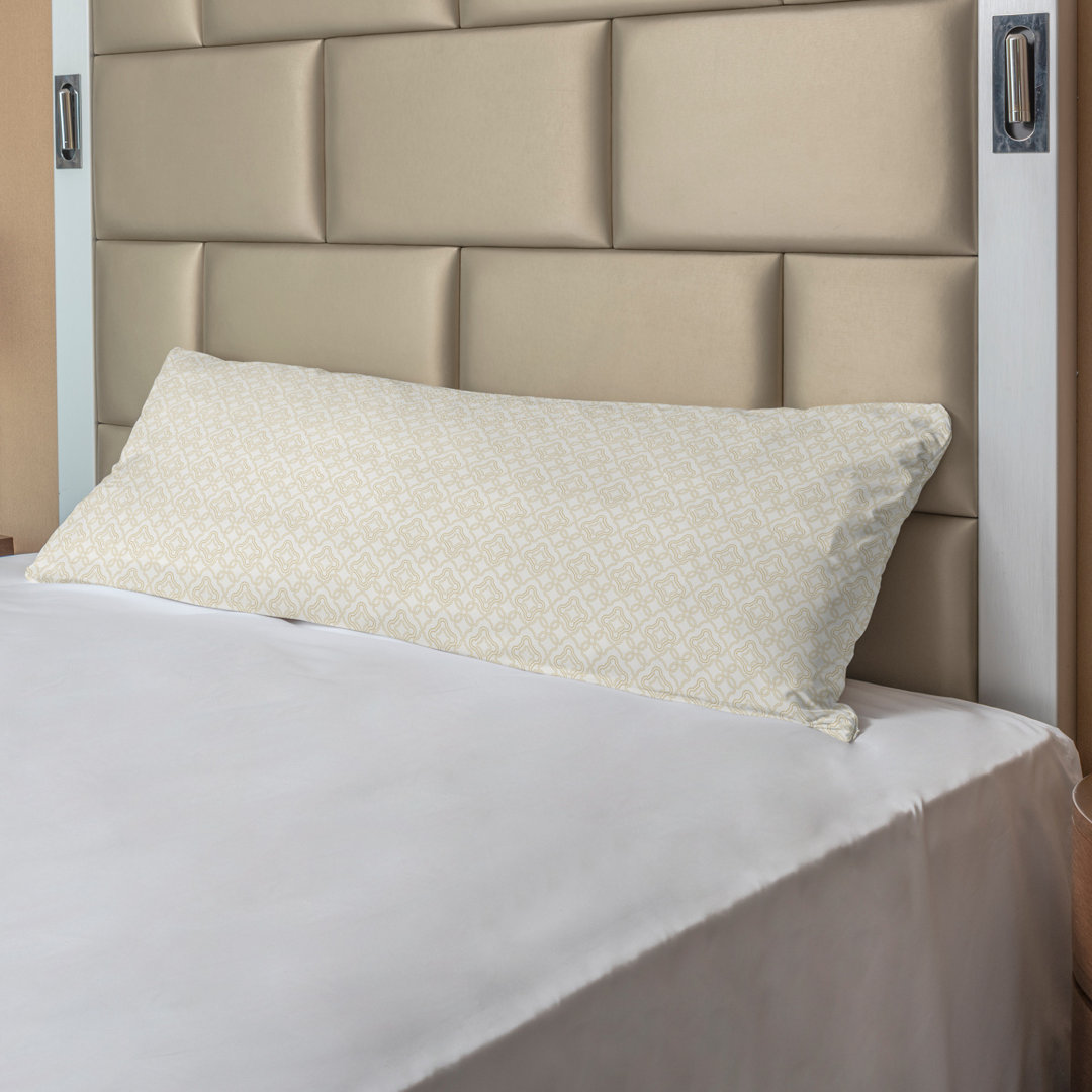 Ambesonne Ivory Body Pillow Case Cover With Zipper, Geometric Shabby Form Motif With Classic Effect Rococo Style Oriental Design, Decorative Accent Long Pillowcase, 21" X 54", Cream Tan Ambesonne