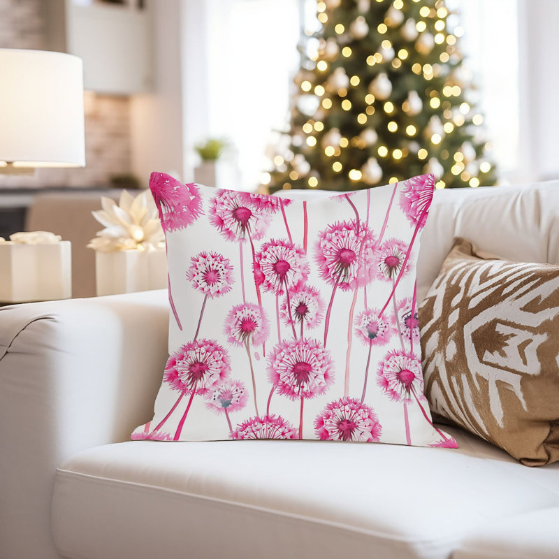 Botanical Pink Dandelions V Modern, 16"H x 16"W