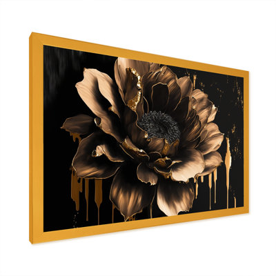 Dahlia noir et doré - Art mural sur toile floral et botanique