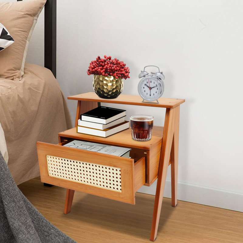Sofa Side Table, Bedside Table With Drawer, Tawny