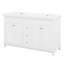 Meuble-lavabo double 60 po avec 2 lavabos, tiroirs et portes à fermeture douce, armoire de salle de bain moderne en bois avec tablettes à 2 niveaux