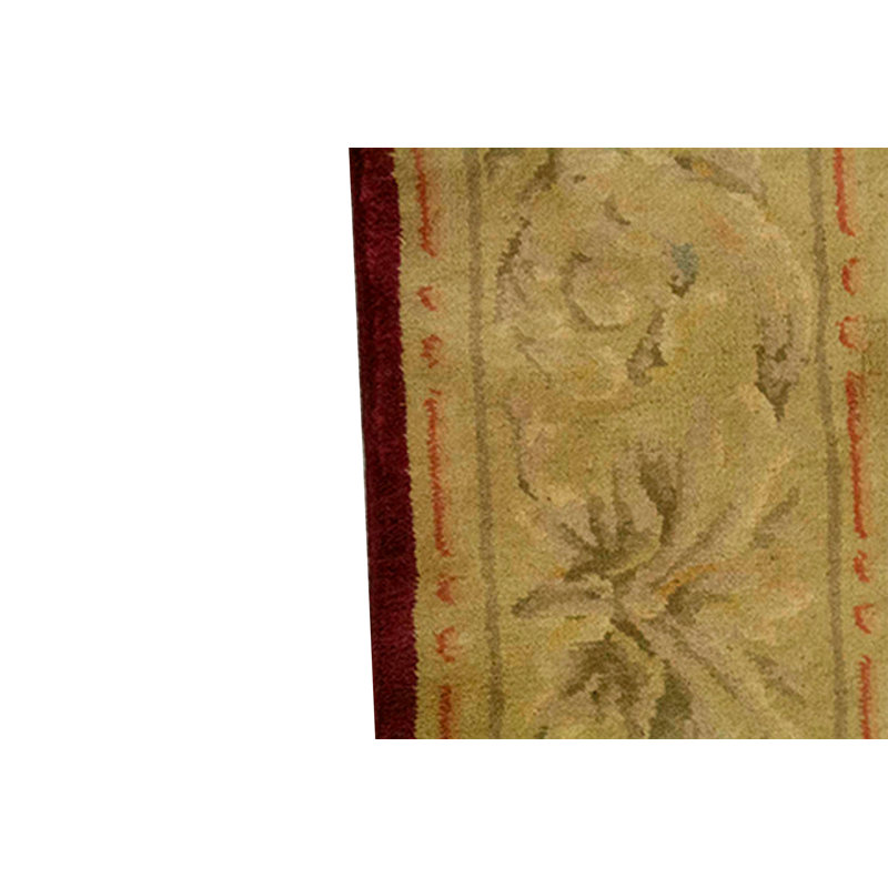 Hand-Knotted High-Quality Gold and Red Area Rug