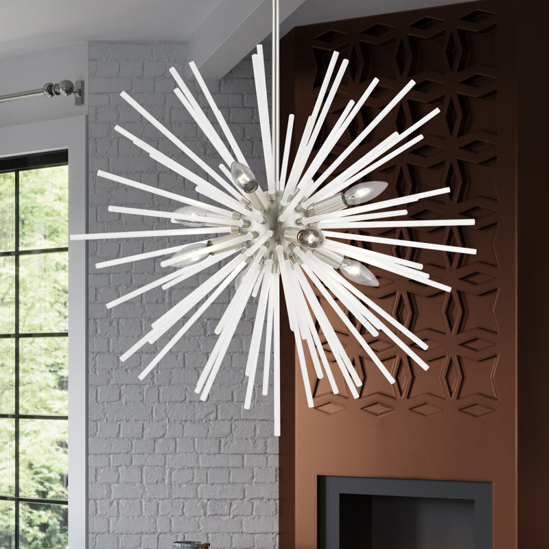 Lustre sphérique spoutnik à 8 lumières Ryzen, H 25,75 po x l 25,75 po x P 25,75 po, Nickel brossé