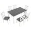 Ensemble de table et chaises de salle à manger en bois massif 7 pièces, table moderne de 58,5 pouces avec 6 chaises rembourrées pour la cuisine, la salle à manger, deux tons gris et blanc-760624749