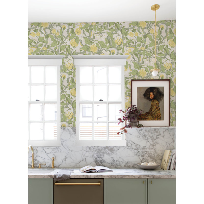 Wallpaper Double Roll, Gray/Yellow