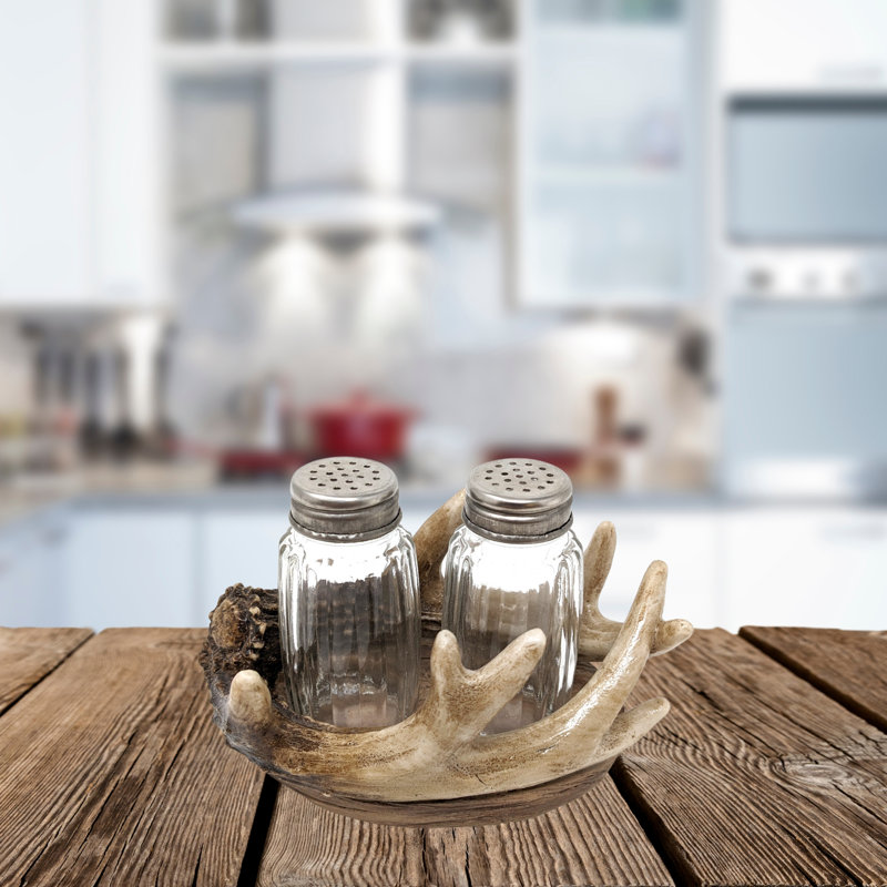 Résine rustique sel et poivre porte ensemble faux bois de cerf