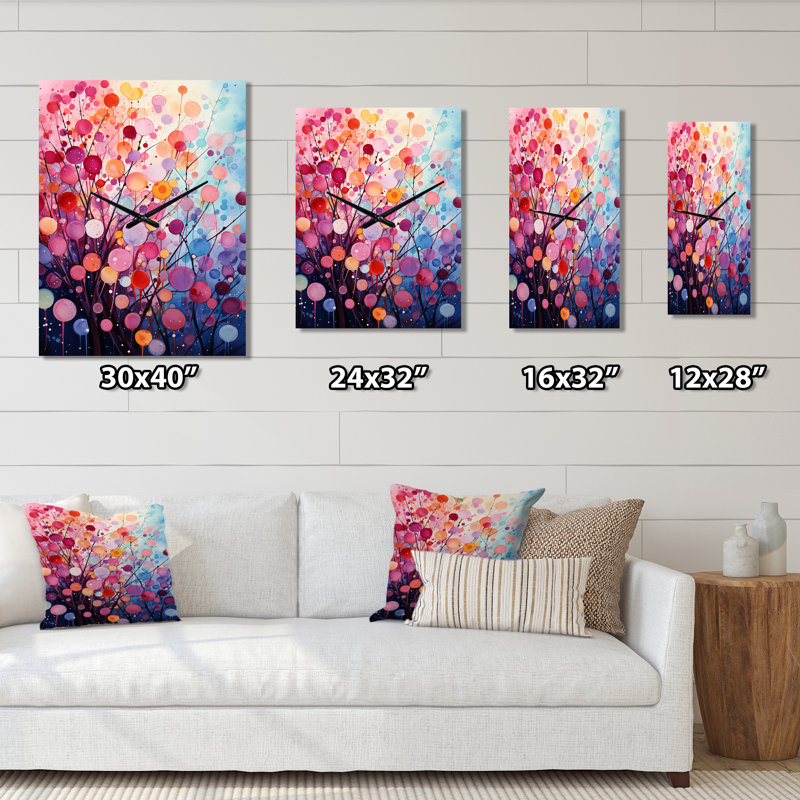 Horloge murale surdimensionnée rose avec collage futuriste Fusion I, H 28 po x l 12 po x P 1 po