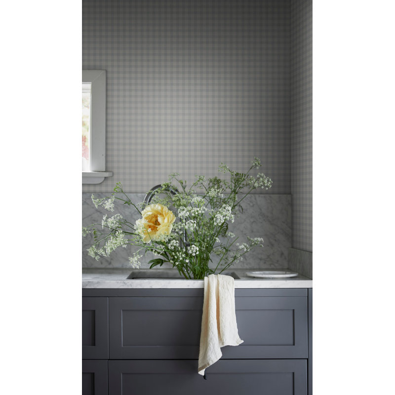 Kolonin Plaid Wallpaper Roll by Sandberg, Misty Blue