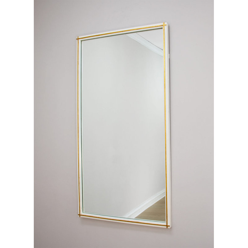 Lele Flat Metal Wall Mirror, Snow White/Gold Leaf