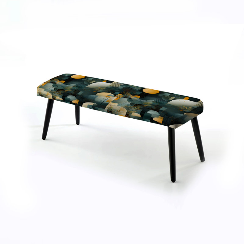 Motif géométrique de béton vert et jaune - Banc rembourré noir géométrique