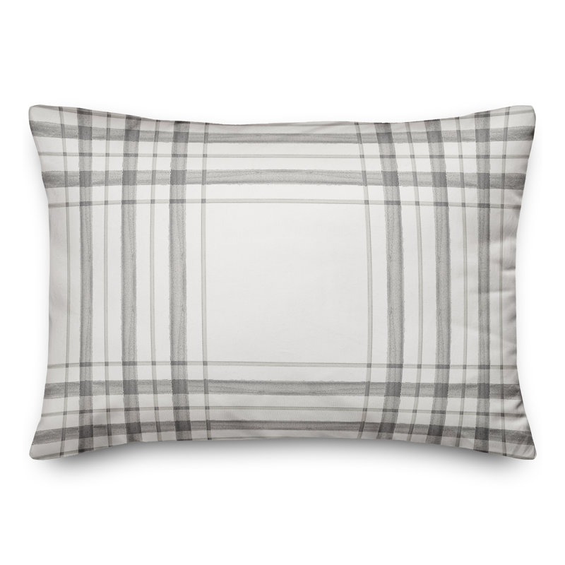 Plaid Outdoor Throw Pillow, Gray