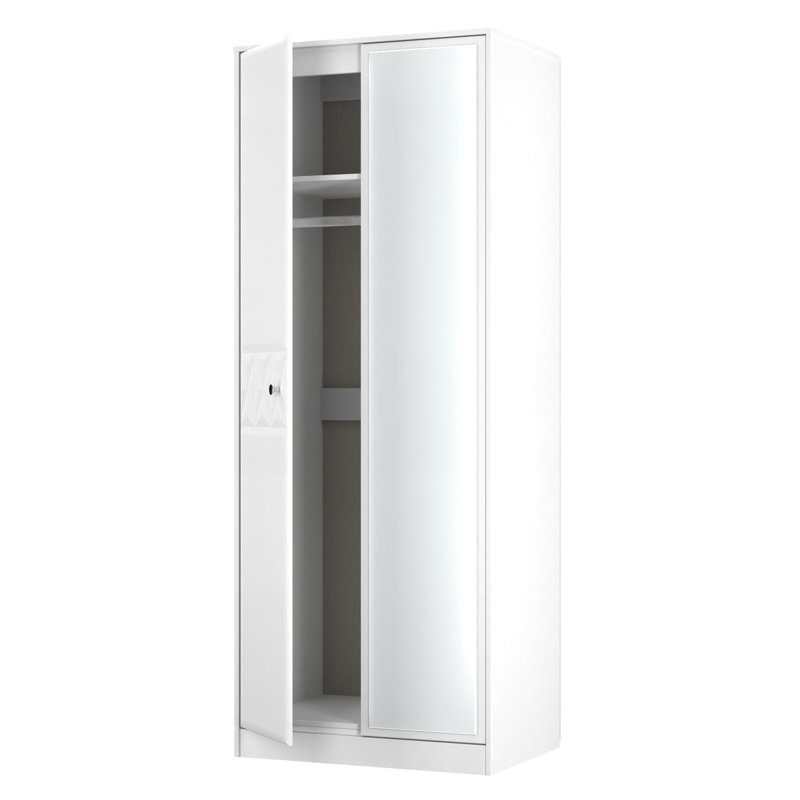 Ceinwen Tall 2 Door Mirrored Robe , White Matt