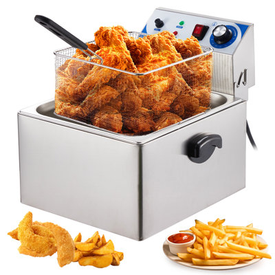 Commercial Deep Fryer 11.6qt/11l, Countertop Stainless Steel, Electric Deep Fryer With Baskets And Temperature Control, Single Large Tank French Fries -  Fashionwu, PHO_0YDLA1IE-YS