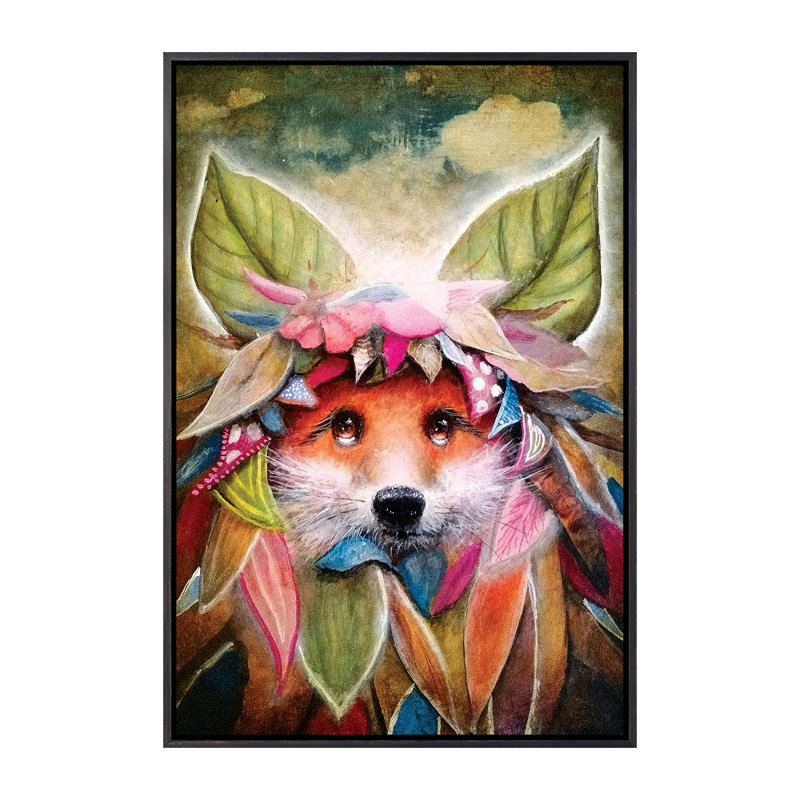 Flora par Scott Mills - impression d'art graphique, H 26 po x l 18 po x 1,5 po, Toile avec cadre noir patiné, Pas de tapis