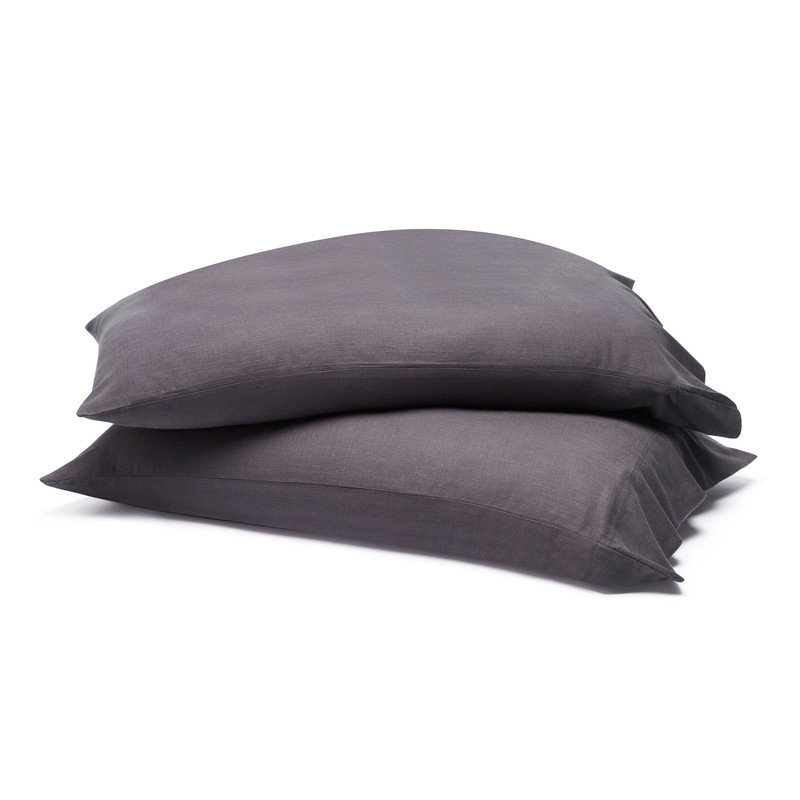 Ensemble de 2 taies d'oreiller en percale 100% coton Chloe, Prune, Standard