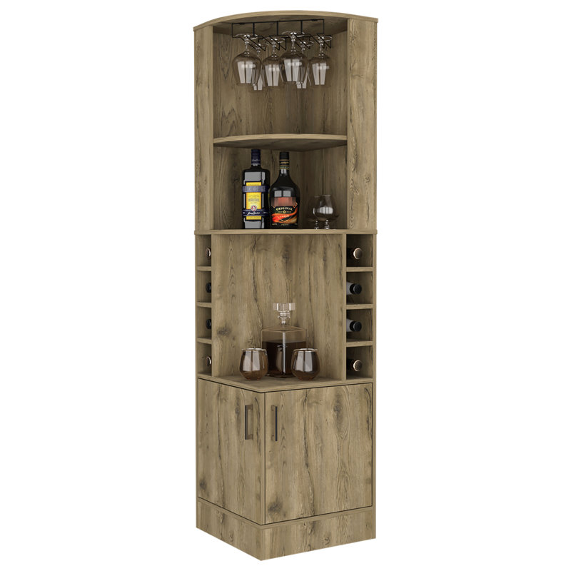 Armoire de bar colorée avec rangement pour bouteilles organisé 2 tablettes 8 po pour la vie moderne, Beige