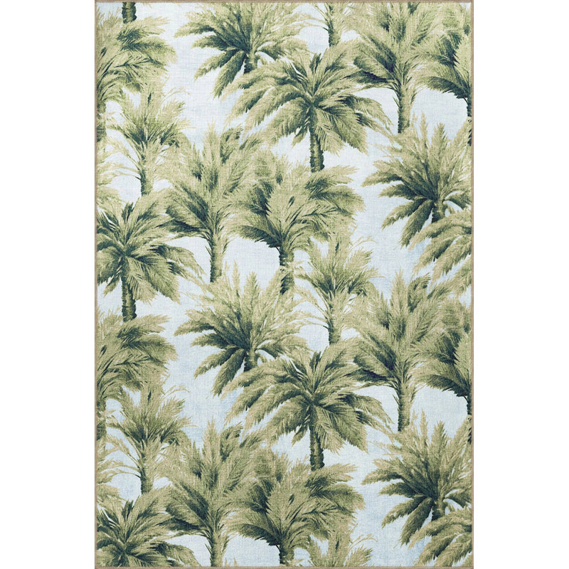 Green Themed Mixed Tree Pattern Creative Modern Decorative Carpet, Round 4'