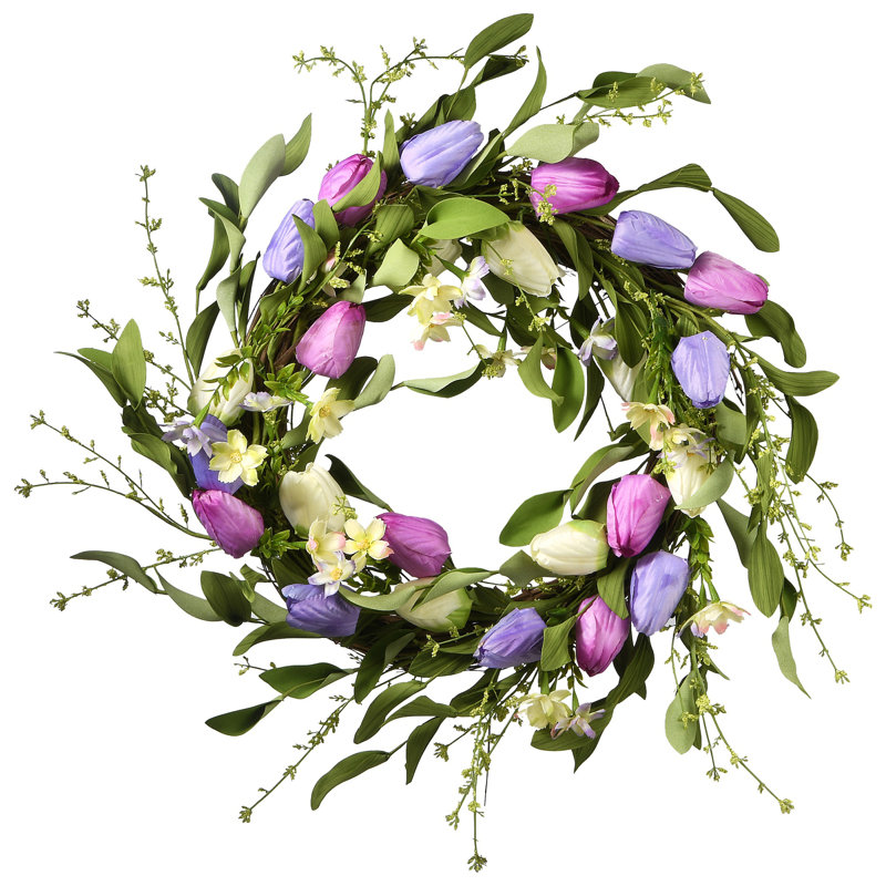 Faux Tulip Polyester 22'' Wreath