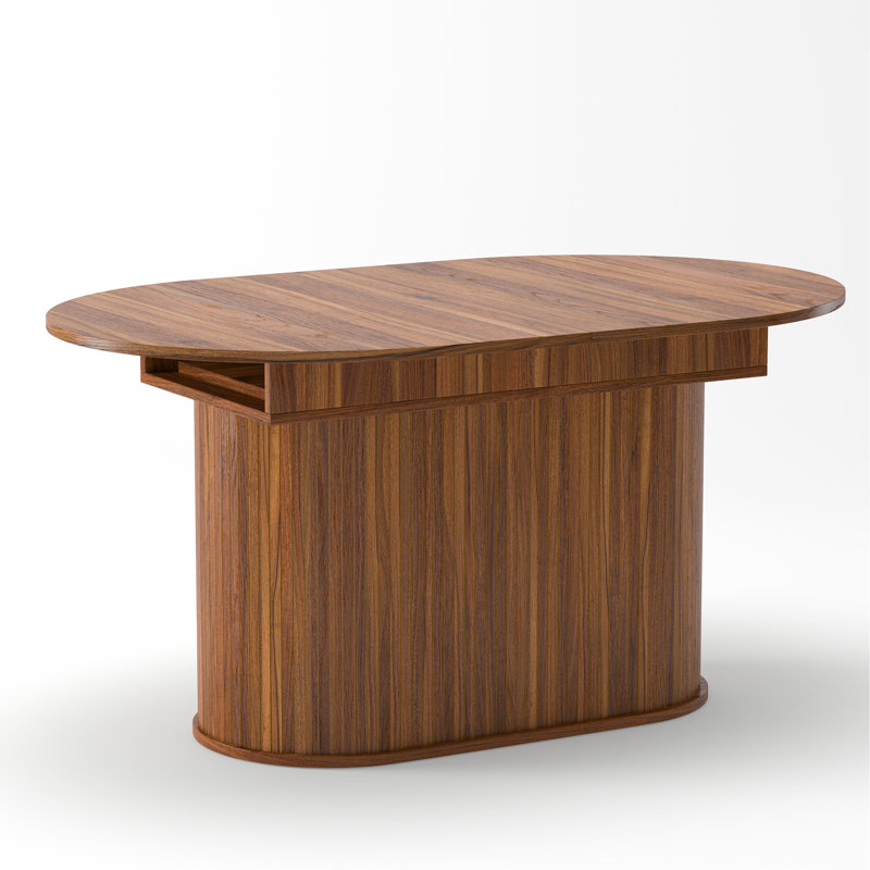 55.11"-70.86" Extendable Dining Table, With Striped Legs For Living Room & Kitchen(Walnut), 29.52" H x 35.43" W x 70.86" D