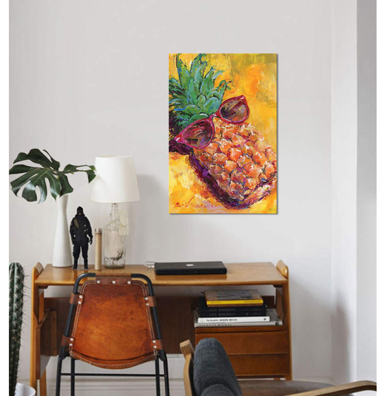 « art ananas » par richard wallich, reproduction d’impression sur toile, H 24 po x l 16 po x P 1 po, Papier avec cadre noir