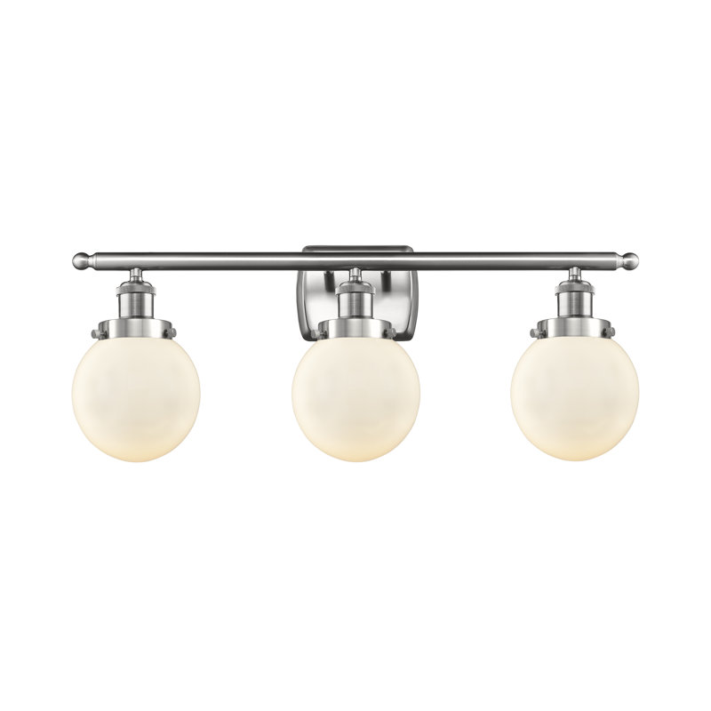 Chippewa 3 - Light Dimmable Vanity Light, Matte White, Incandescent , Brushed Satin Nickel