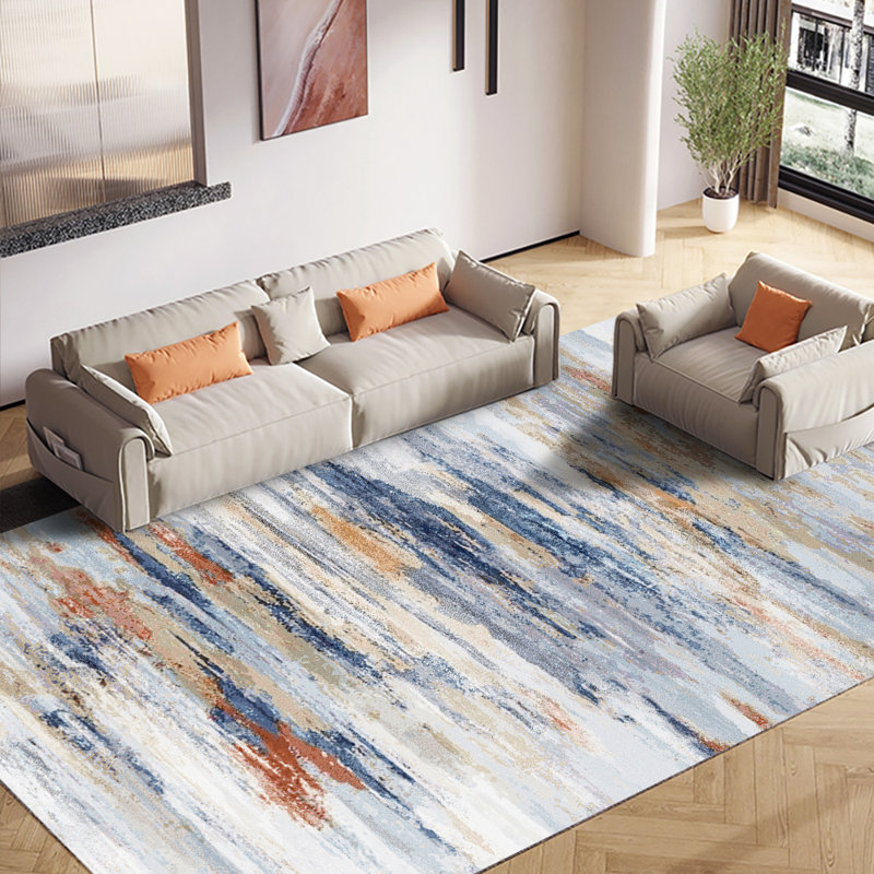 Bohemian Imitation Cashmere Area Rug, Vintage Mandala Pattern Soft Fluffy Carpet, Machine-Washable Non-Slip Rug for Living Room, Bedroom, Patio, Durable Boho Home Decor