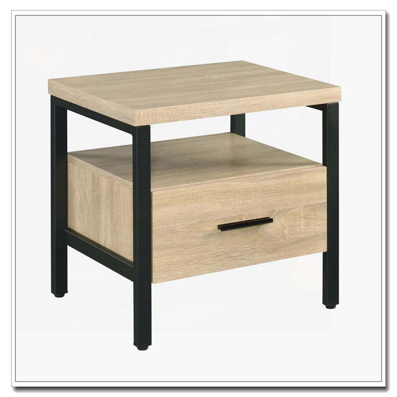 Oak and Black 1-drawer Accent Table