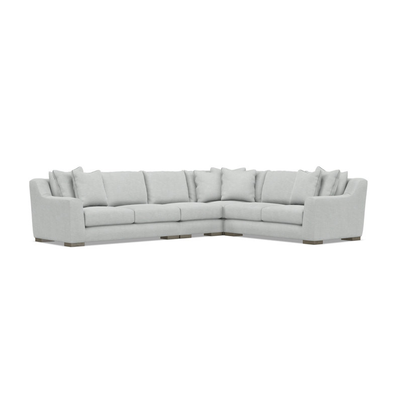 Gabi 5-Piece Fabric Sectional, Light Gray Polyester Blend, 35" H x  140" W x 110" D, Right Hand Facing