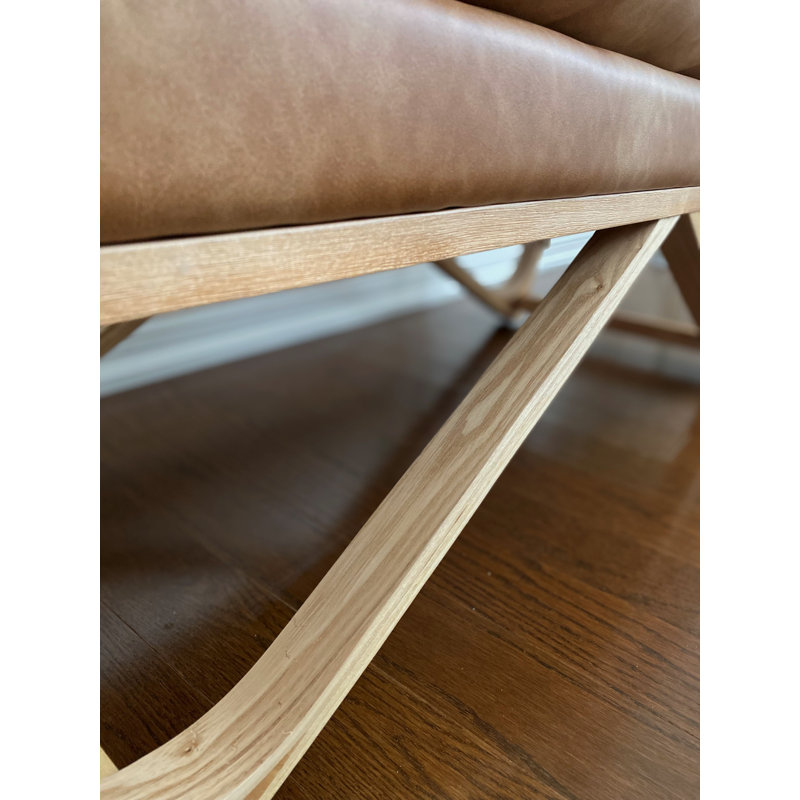 Banc 48 po Hendrick en similicuir brun vieilli