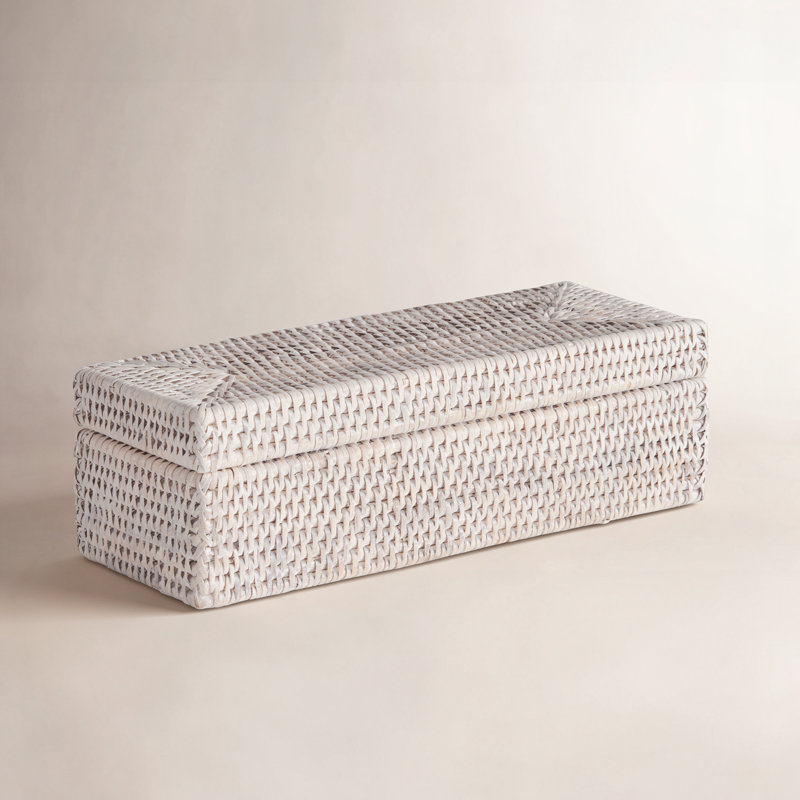 Burma Rattan 3-Compartment Lidded Box, White