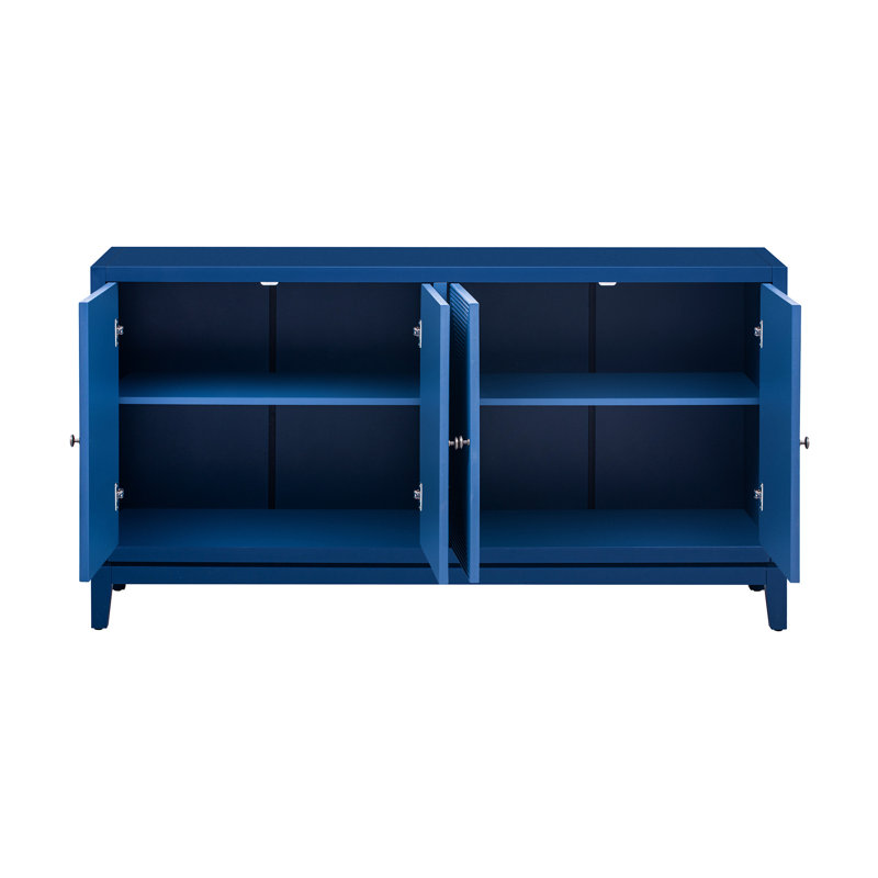 Armoire spacieuse avec lignes verticales pour le rangement et la présentation de la maison en bleu, Marine