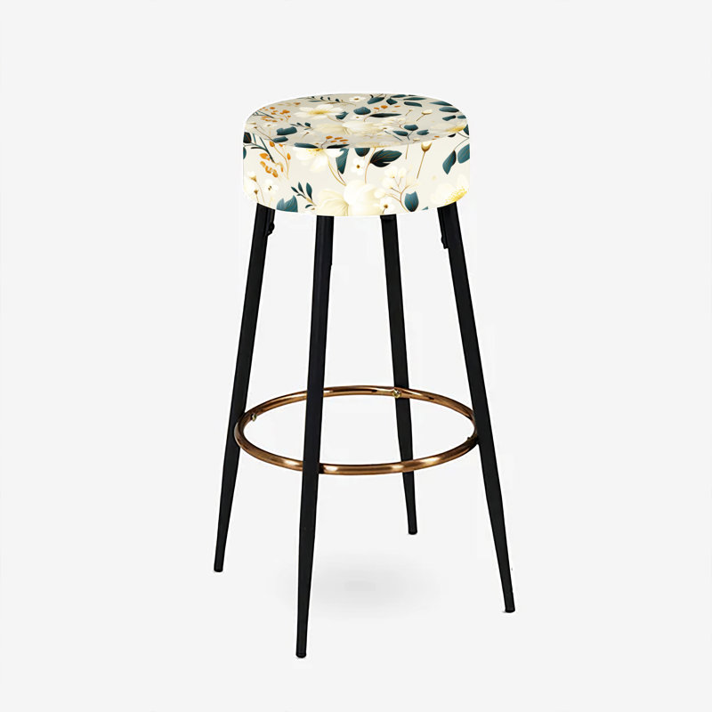 Minimalisme, motif de fleurs grises et beiges I - ensemble de 2 tabourets floraux