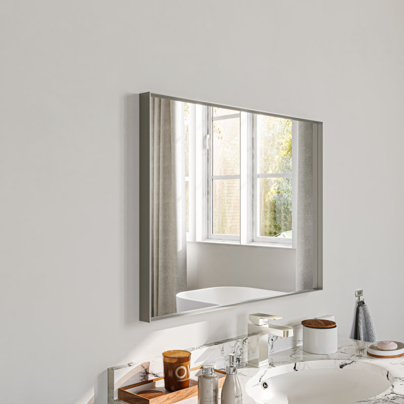 Miroir de salle de bain mural, Argent argent, 22 po x 30 po