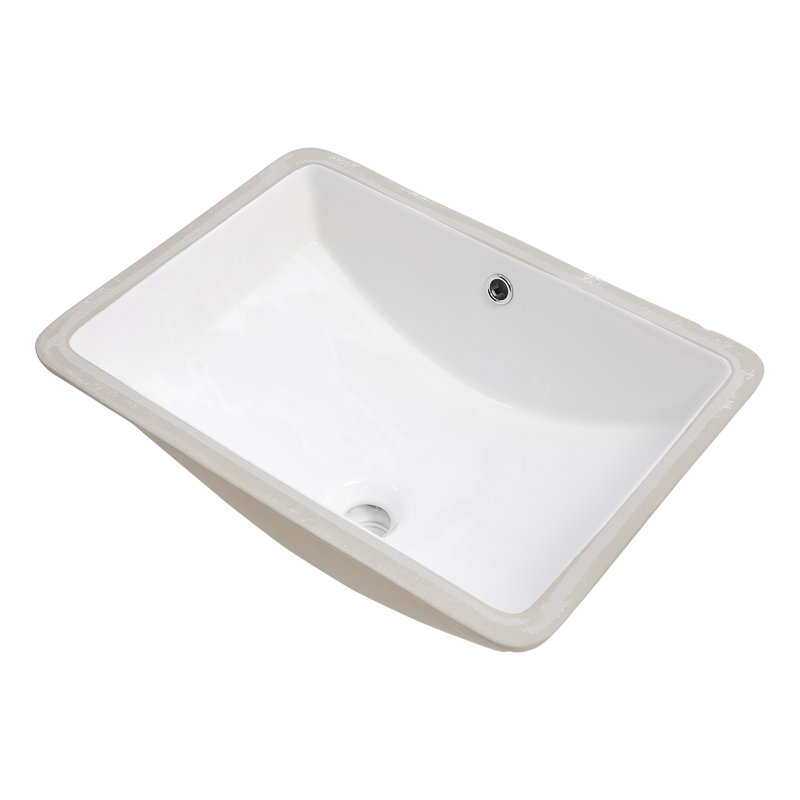 Lavabo de salle de bain rectangulaire encastré en céramique blanc avec trop-plein L 20 po x l 14 po