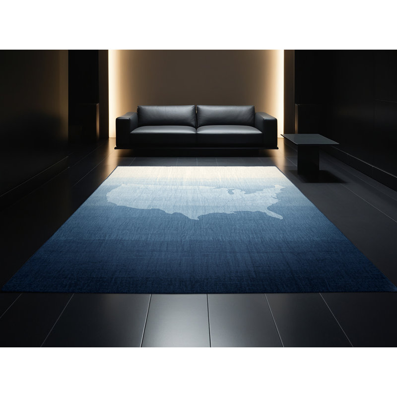 Machine Washable Karlov July 4Th Modern & Contemporary Abstract Rug in Gray – Navy Binding, 5x7