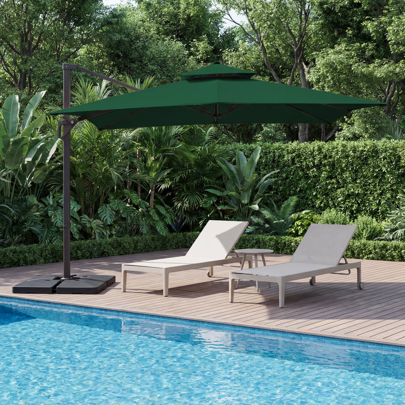 Parasol en porte-à-faux Pulk, L 120 po x P 120 po, Vert foncé
