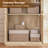 71''H Glass Door Storage Bookcase with Adjustable Shelves and Large Drawers Brown-1763568321