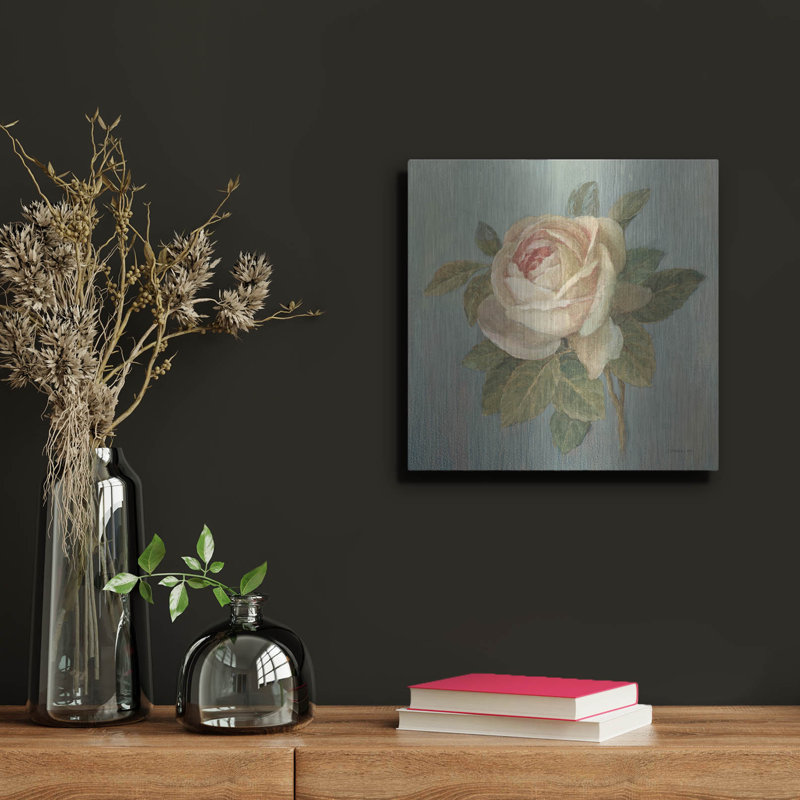 House of Hampton 'Cottage Rose' by Danhui Nai Metal Wall Art,, 12" H x 12" W