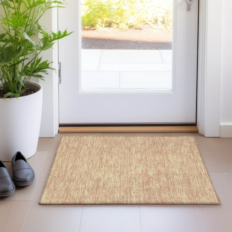 Premium Machine Washable Prisco Orange Rug, Rectangle 1'8" x 2'6"