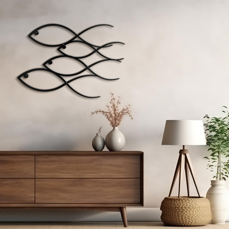 Wall Decor Metal, 24" H x 36" W x 0.05" D, Black