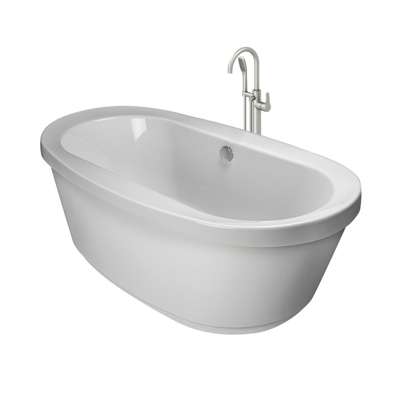 Inizio™ 65.5" x 35.625" Freestanding Soaking Bathtub, White/Brushed Nickel