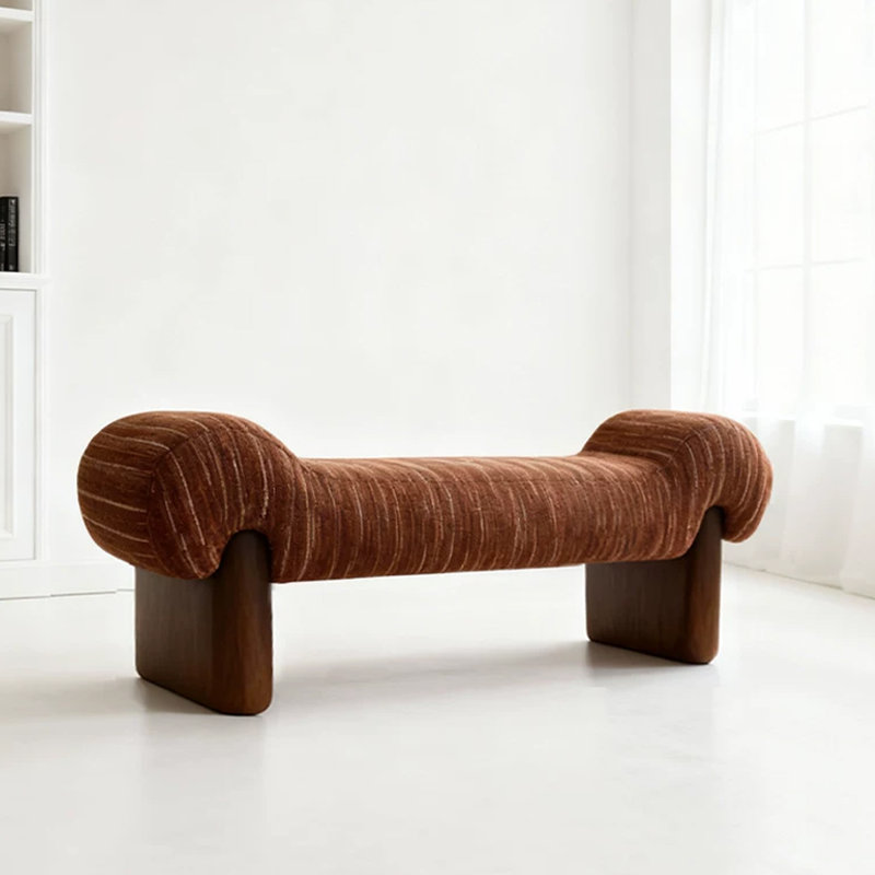Banc rembourré en bois massif orange, Orange