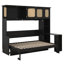 Lit escamotable avec bureau et armoires en rotin, lit escamotable peu encombrant-106810894
